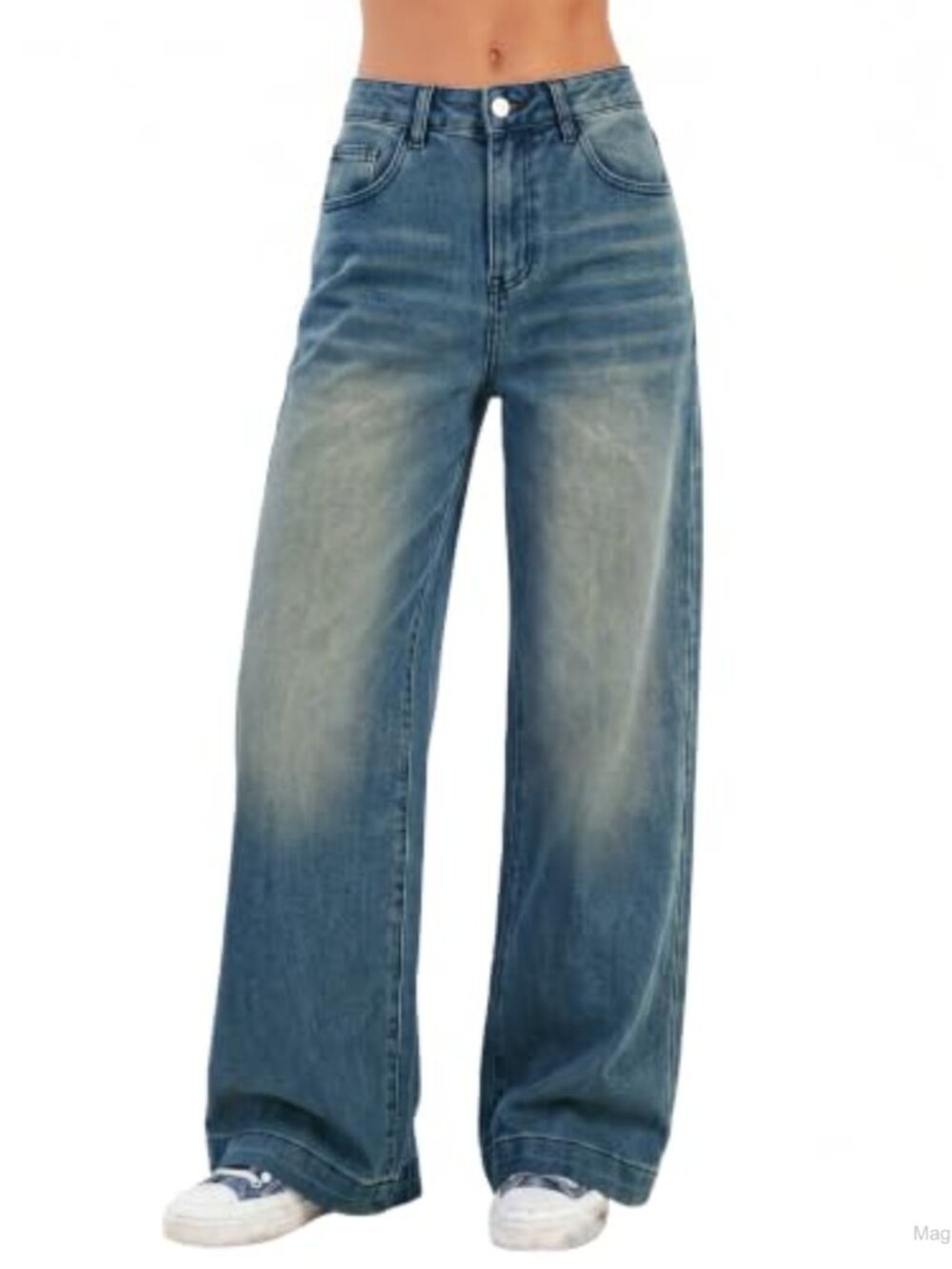 EMMIOL Women Wide Leg Stretch Jeans High Waist Baggy Denim Pants